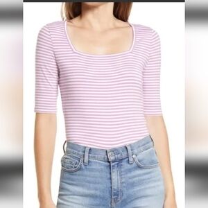 Nordstrom halogen square neck stripe shirt size small
